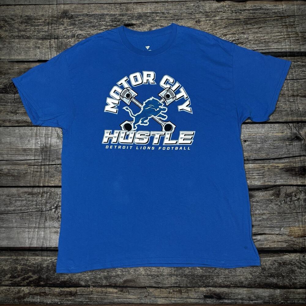 Detroit Lions Fanatics Mens T Shirt Motor City Hustle Blue Size XL